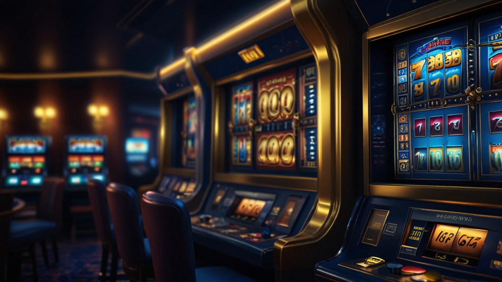 Slot selectat cu rotiri gratuite într-un cazinou întunecat și atmosferic